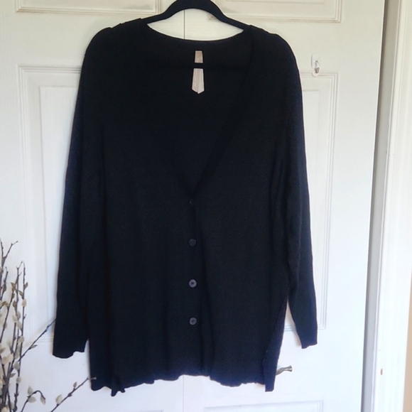 Penningtons Sweaters - Pennington's Womens Plus Size Boyfriend Jet Black Button Up Cardigan  Size 1x